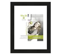 accent by nielsen Apollon 18 x 24 cm Picture Frame - Black with White Mount | 18x24cm Wooden Frame with Mount for 5x7 Picture, Real Glass Front, Easy to Use Push-Turn Clips