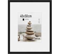 accent by nielsen Apollon 40 x 50 cm Picture Frame - Black with White Mount | 40x50cm Wooden Frame with Mount for 24x30cm Picture, Real Glass Front, Easy to Use Push-Turn Clips