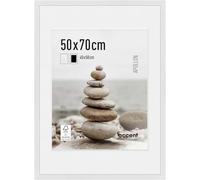 accent by nielsen Apollon 50 x 70 cm Picture Frame - White with White Mount | 50x70cm Wooden Frame with Mount for 40x50cm Picture, Real Glass Front, Easy to Use Push-Turn Clips