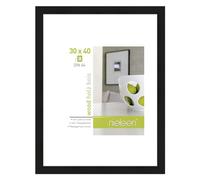accent by nielsen Apollon Wooden Picture Frame - Black 30x40cm with White Mount for A4 Picture - Float Glass and Easy Push and Turn Clips