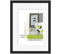 accent by nielsen Apollon Wooden Picture Frame Black 8x10 20x25cm with White Mount to fit 6x8 Photo, Float Glass and Push and Turn Clips