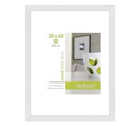 accent by nielsen Apollon Wooden Picture Frame - White 30x40cm with White Mount for A4 Picture - Float Glass and Easy Push and Turn Clips