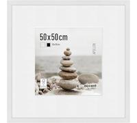 accent by nielsen Apollon Wooden Picture Frame - White 50x50cm with White Mount for 30x30cm Picture - Float Glass and Easy Push and Turn Clips