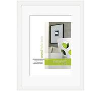 accent by nielsen Apollon Wooden Picture Frame White 8x10 20x25cm with White Mount to fit 6x8 Photo, Float Glass and Push and Turn Clips