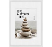 accent by nielsen Apollon Wooden Picture Frame White A2 42x59.4cm with White Mount to fit A3 Photo, Float Glass and Push and Turn Clips
