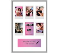 accent by nielsen Instax Mini Silver Photo Frame 20x30cm - for 6 Polaroids (5x7.9cm) - with Float Glass and Easy Push/Turn Clips