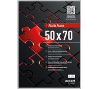 accent by nielsen Silver Aluminium Puzzle Frame 50x70cm - Shatterproof Synthetic Glass and Push/Turn Clips