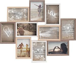 accent by nielsen Wooden Collage Photo Frame for 10 Photos 4x6 in (10x15 cm) - Multi Aperture Wall Picture Frame - Mixed Wood Colours - with Glass Front