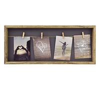 accent by nielsen Wooden Collage Photo Frame for 4 Postcard-Size 9x13 cm Pictures - Clothesline Display with Pegs