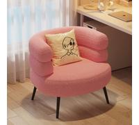Accent Chair,Boucle Teddy Fabric with Rounded Curved Design,Comfortable Upholstered Armchair with Sponge Filled,Dressing Table Chair for Bedroom Makeup Area,Reading Space and Home Decor O,73CM