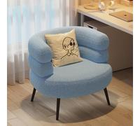 Accent Chair,Boucle Teddy Fabric with Rounded Curved Design,Comfortable Upholstered Armchair with Sponge Filled,Dressing Table Chair for Bedroom Makeup Area,Reading Space and Home Decor D,67CM
