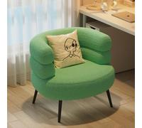 Accent Chair,Boucle Teddy Fabric with Rounded Curved Design,Comfortable Upholstered Armchair with Sponge Filled,Dressing Table Chair for Bedroom Makeup Area,Reading Space and Home Decor F,67CM