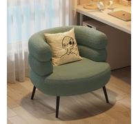 Accent Chair,Boucle Teddy Fabric with Rounded Curved Design,Comfortable Upholstered Armchair with Sponge Filled,Dressing Table Chair for Bedroom Makeup Area,Reading Space and Home Decor H,67CM