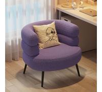 Accent Chair,Boucle Teddy Fabric with Rounded Curved Design,Comfortable Upholstered Armchair with Sponge Filled,Dressing Table Chair for Bedroom Makeup Area,Reading Space and Home Decor C,67CM