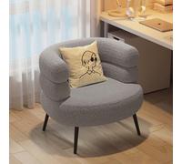 Accent Chair,Boucle Teddy Fabric with Rounded Curved Design,Comfortable Upholstered Armchair with Sponge Filled,Dressing Table Chair for Bedroom Makeup Area,Reading Space and Home Decor G,67CM