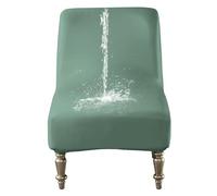 Accent Chair Covers Without Arms, Armless Chair Slipcover Waterproof Pu Leather Slipper Chair Cover for Living Dining Room Hotel (green)