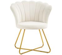 Accent Chair Cream Velvet Lotus Petal Back High Back 69x64x80cm Gold Legs Seat.