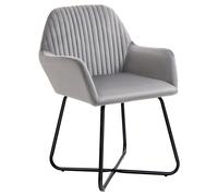 Accent Chair Velvet-feel Grey 60x56.5x85cm Metal Base Upholstered Armchair Luxe
