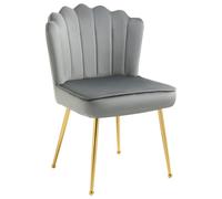 Grey Velvet-Touch Vanity Chair Makeup Chair with Golden Metal Legs for Living Room & Dining Room - Home Living | TJ Hughes