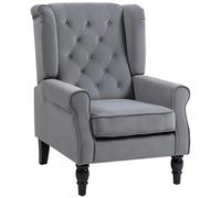 Homcom Accent Armchair Home Furniture Retro Tufted Club Fabric Light Grey