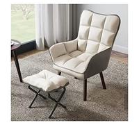 Accent Chair with Footstool,Velvet Upholstered Lounge Chair with Solid Wood Legs,High Back Reading Chair for Living Room and Leisure Spaces