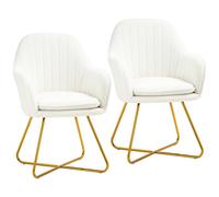 Accent Chairs Set of 2 Cream Cashmere Tufted High Back 56x56x86cm Gold Legs Chic