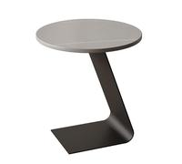Accent End Table with Rock Board Top, Modern Round Nightstand with Iron Bracket for Living Room, Bedroom, Corners, and Office