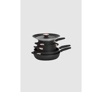 Accent Induction Cookware set non stick and Dishwasher Safe, Space Saving Design, 6 Piece Meyer Black One Size