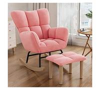 Accent Rocking Chair Glider with Foot Stool, Tufted High Wingback Recliner, Upholstered Comfy Cushion for Nursery, Living Room & Bedroom