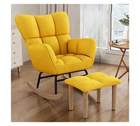 Accent Rocking Chair Glider with Foot Stool, Tufted High Wingback Recliner, Upholstered Comfy Cushion for Nursery, Living Room & Bedroom