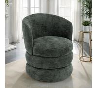 Accent Swivel Chair In Green Textured Chenille