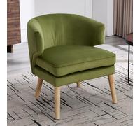 Accent Tub Chair Modern Single Sofa with Solid Wood Legs Armchair for Living Room Makeup Room Bedroom Loun Chic Green Color