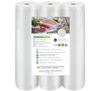 Accenter Vacuum Food Sealer Rolls, 3 Rolls 28x610cm, Vacuum Sealer Bags Heavy-Duty Reusable Multi-layer Heat-Sealed Composite P PE, Self Seal, Clear, Food Preservation, Sous Vide Cooking, BPA-Free