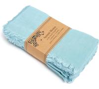 ACCENTHOME Blue Cotton Linen Napkin Set of 6 18x18 inch Dinner Napkins - Washable Soft Premium Hotel Quality Reusable Napkins Perfect Table Napkins for Family Dinners, Weddings & Everyday Use