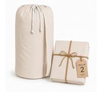 ACCENTHOME Cotton Canvas Printable Laundry Draw String Bag 2 Pc Pack Large 38 x 70cm (Dia x H) for Heavy Duty, Extra Space with Sturdy Handle for Shoulder Carrying