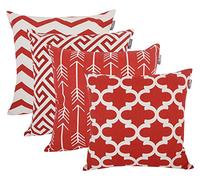 ACCENTHOME Square Printed Cotton Cushion Cover,Throw Pillow Case, Slipover Pillowslip for Home Sofa Couch Chair Back Seat,4pc Pack 45 x 45 cm Red Color