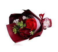 Accentra 3 x 6.5g Soap Rose Flower Bouquet Bath Flowers Bath Confetti in Red and White Rose Fragrance Gift for Mother, Girlfriend and Lover for Birthday, Mother's Day, Valentine's Day