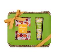 Accentra BLOSSOM Bath Set in Seagrass Basket for Women, 2-Piece Care Set with Hand & Nail Cream (30 ml) & Garden Gloves, Wildflower Meadow Fragrance, Wellness Gift Set for Mother's Day, Birthday