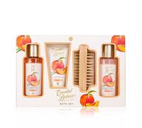 Accentra Essential Botanics Bath Set - Fruits in Gift Box - Shower Gel - Bubble Bath - Body Lotion - Nail Brush - Peach Scent