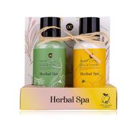 Accentra Herbal Spa Bath Set in Gift Box, Shower Gel Lemon and Thyme & Body Lotion Citrus Fruits & Coriander, Green/Yellow, Sustainable Gift Set with Recycled Packaging and Bottles for Women