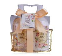 Accentra Honey Jasmine Women's Shower Set in Beautiful Wire Basket - 2-Piece Care Set with Shower Gel and Body Lotion - Wellness Gift Set for Birthday, Valentine's Day and Christmas