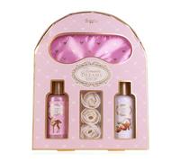 Accentra Romantic Dreams Bath Set in Gift Box for Women, 100 ml Shower Gel, 100 ml Body Lotion, 3 x 3 g Bath Roses, Pink Sleeping Mask, Tea Rose & Velvet Fragrance, Luxury Wellness Gift for Christmas