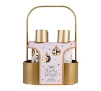 Accentra Winter Magic Bath Set in Metal Basket with Carry Handle, 4-Piece Wellness Gift Set for Women with Shower Gel, Body Lotion, Bubble Bath & Bath Salt, Vanilla Musk Fragrance, Festive Christmas