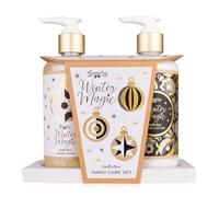 Accentra Winter Magic Hand Care Set on Ceramic Tray, 2-Piece Gift Set for Women with Hand Soap and Hand Lotion in Pump Dispenser, Vanilla Musk Fragrance, Elegant Care Set, Ideal Christmas Gift