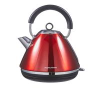 Morphy Richards Accents Pyramid Kettle, 1.5L, 3KW Rapid Boil, 360 Base, Removable Limescale Filter, Easy View Window, Ring Pull, Red, 102048