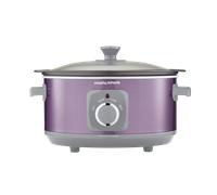Morphy Richards Accents 3.5L Sear & Stew Slow Cooker, Shatter Resistant Non Stick Aluminium Pot, Single Pot Cooking, Compact, 3 Heat Settings, Hob Proof, Glass Lid, Easy Clean, 163W, Purple, 460024