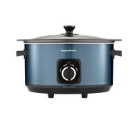 Morphy Richards Accents 6.5L Sear & Stew Slow Cooker, Shatter Resistant Non Stick Aluminium Pot, Single Pot Cooking, 3 Heat Settings, Hob Proof, Glass Lid, Easy Clean & View, Blue, 461023