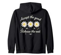 Accept the Good Daisy Flower Mindfulness Zip Hoodie