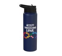 Accept Understand Love Autism Awareness Infinity Butterfly Stainless Steel Insulated Water Bottle