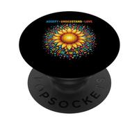 Accept Understand Love Autism Awareness Sunflower PopSockets Adhesive PopGrip